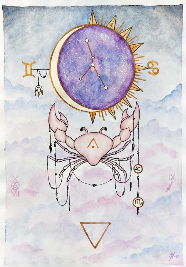 A light pink cancer zodiac sign